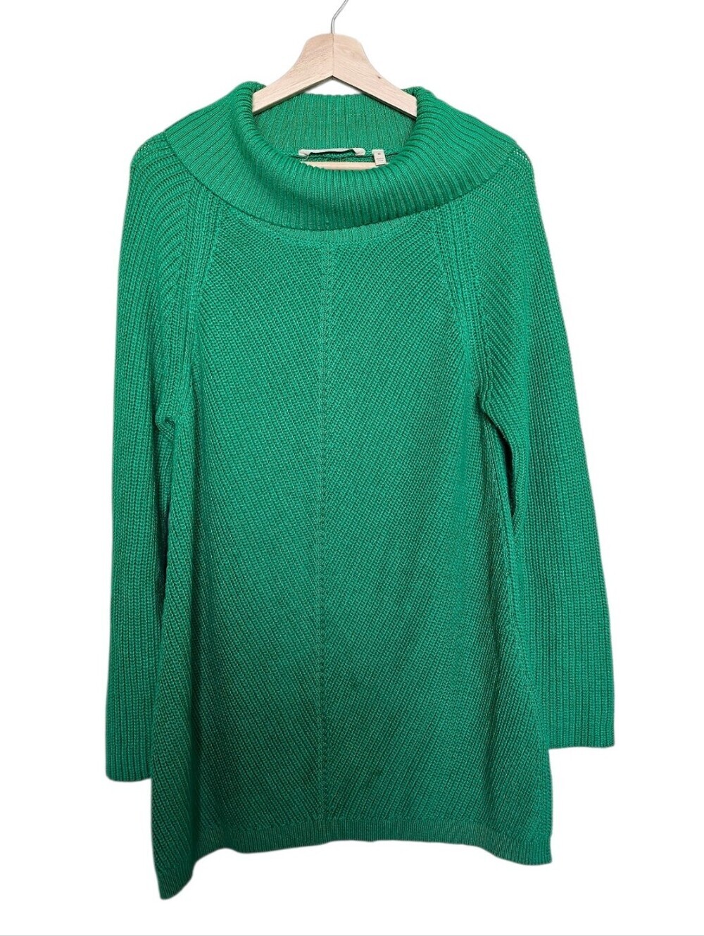 Soft Surroundings Women’s Green Ribbed Funnel Neck Sweater Size Medium